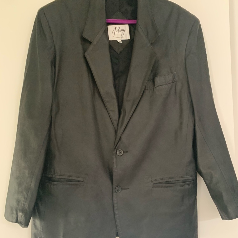 Classic Remy Leather Two-Button Blazer Jacket Size 38 Made in USA